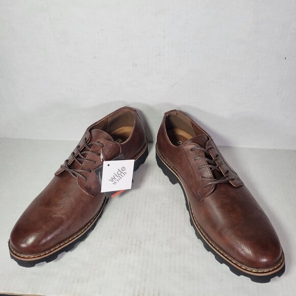 Deer Stags Men Benjamin Oxford Brown Faux Leather Lace-Up Dress Shoes Size 8W main image 5